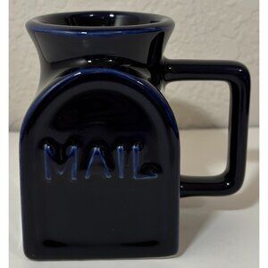 Solid Blue Ceramic Mail Mailbox Mug USPS Post Office Delivery Postal Service